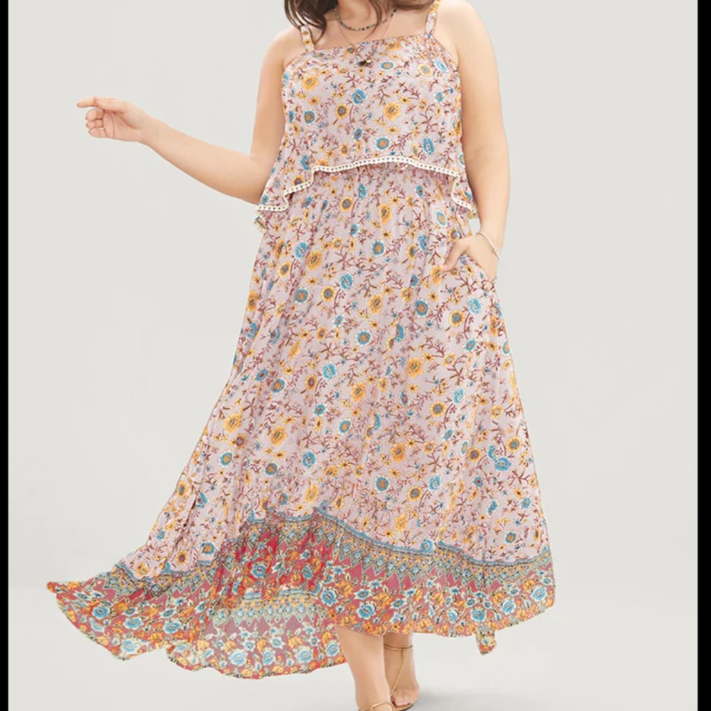 Boho Empire Waist Dress, Blue, 3x